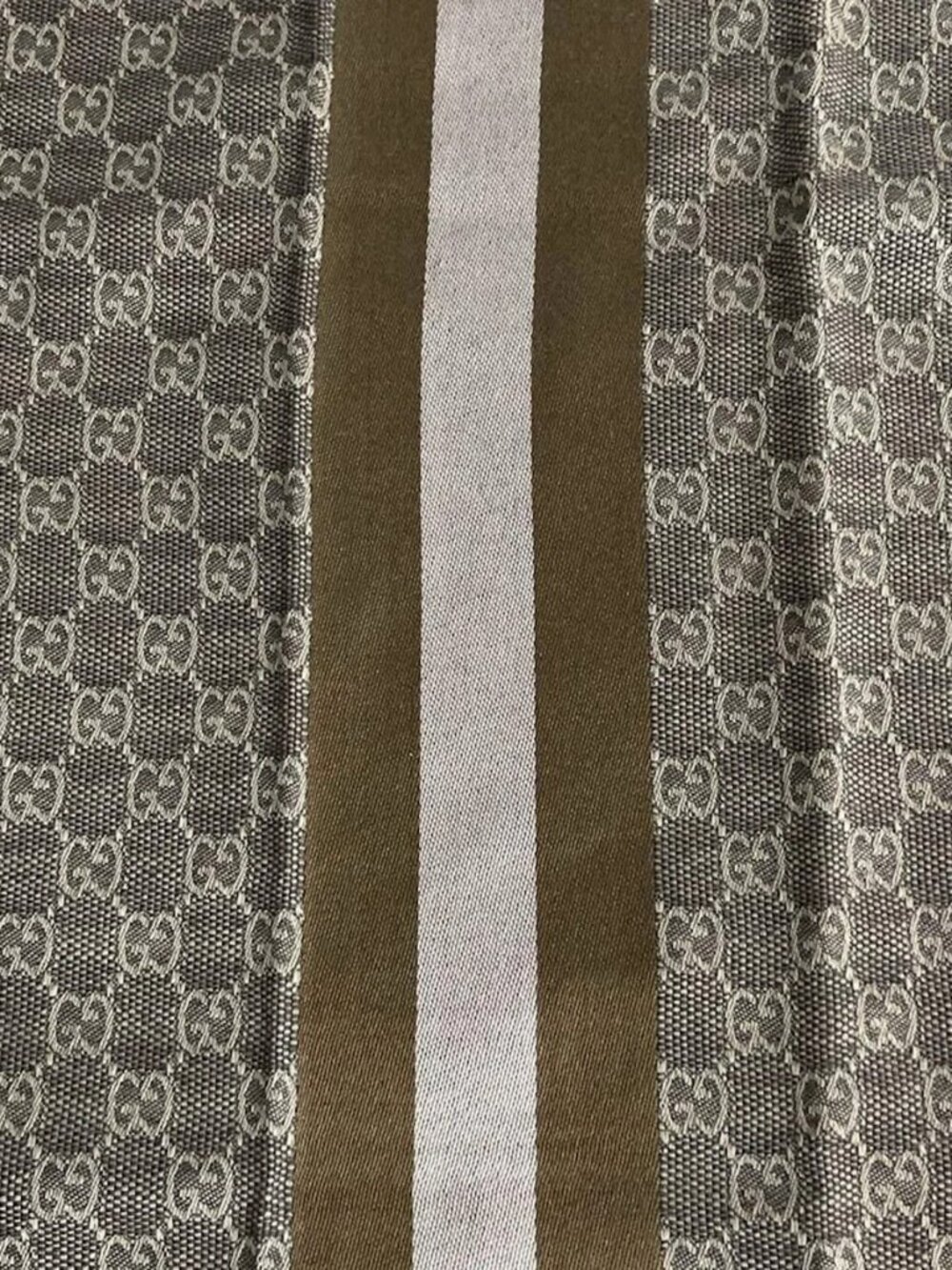 GUCCI - Dark Brown Gray Beige Khaki Wool Silk Scarf - Picture 4 of 5